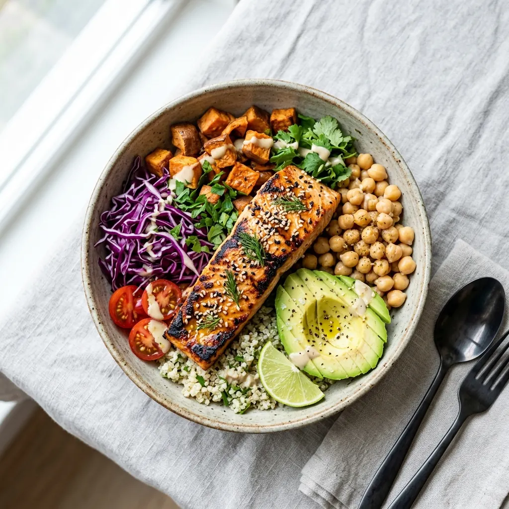 ZenFit meal scan preview showing a salmon grain bowl
